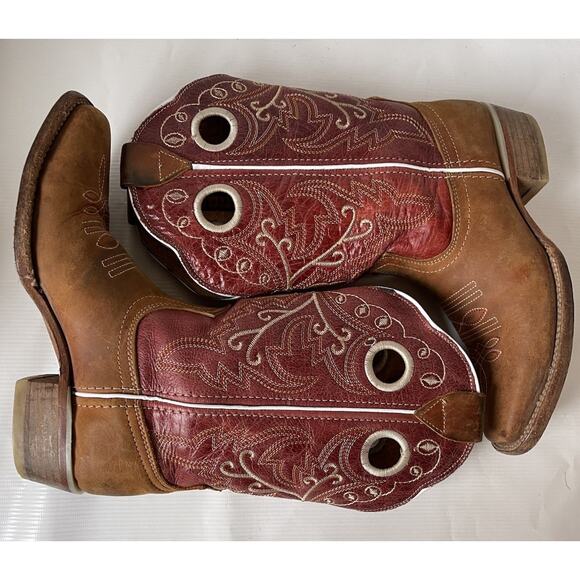 Potrero Laurel Women's Rodeo Square Toe Cowboy Boots Western Red Brown 5 - Picture 5 of 13